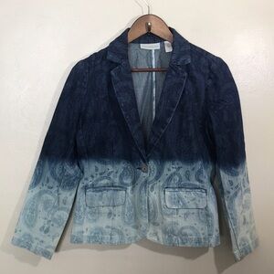 EUC Chico’s Blue Ombre Paisley Jean Jacket